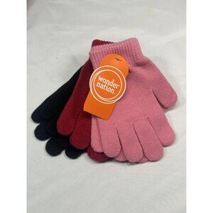 NEW wonder nation 3 pack girls winter gloves OSFM 3 pairs